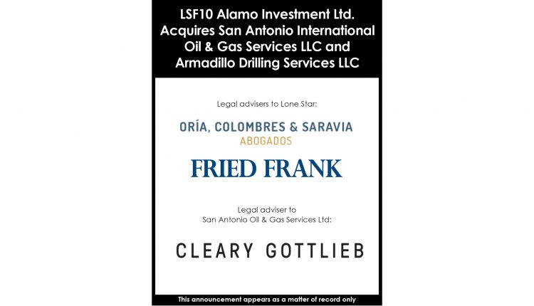 LSF10 Acquires Alamo Investments Ltd