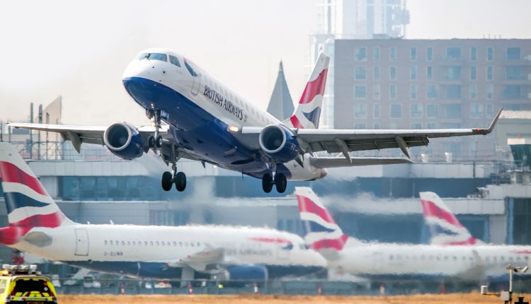 British Airways flight taking off from London City Airport