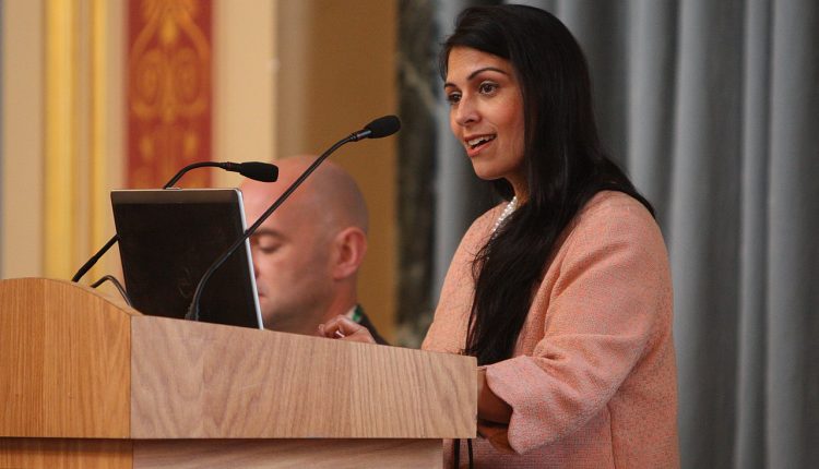Priti Patel speaking at London event
