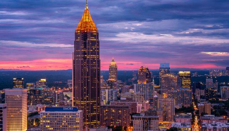 Atlanta skyline at sunset