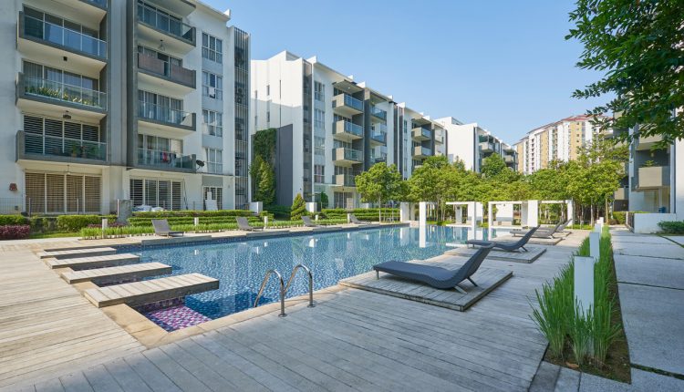 Apartment complex swimming pool