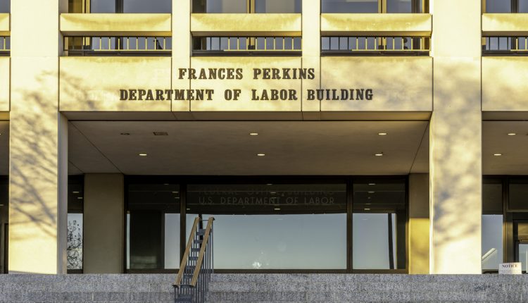 Entrance of the United States Department of Labor Building in Washington, DC