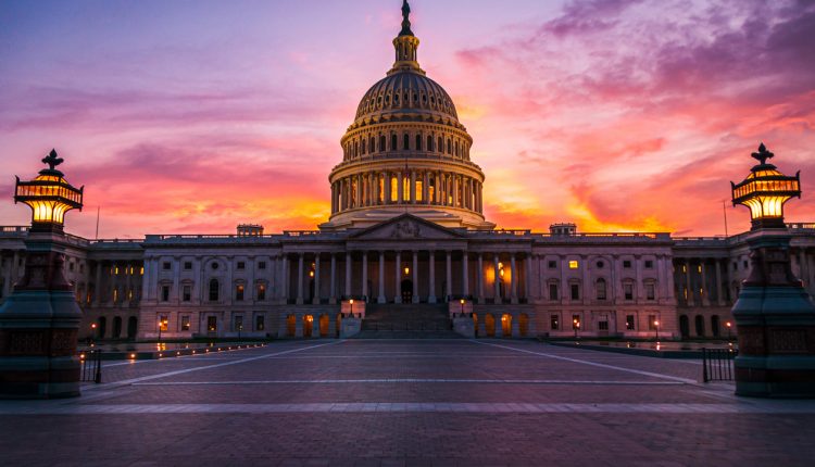 United States Capitol Building at sunset