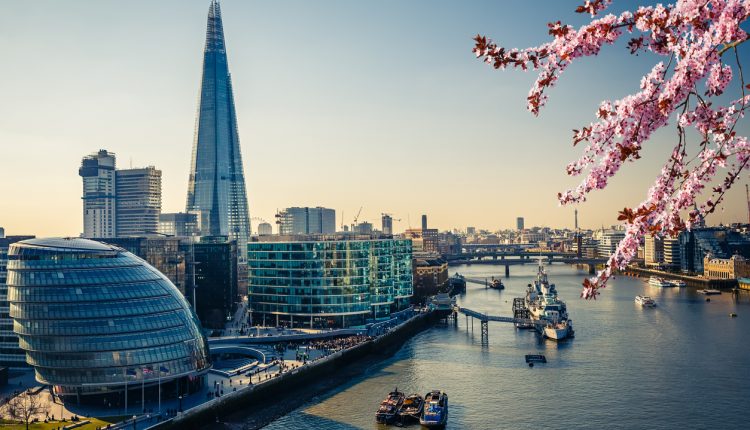 The Thames and the City of London in spring