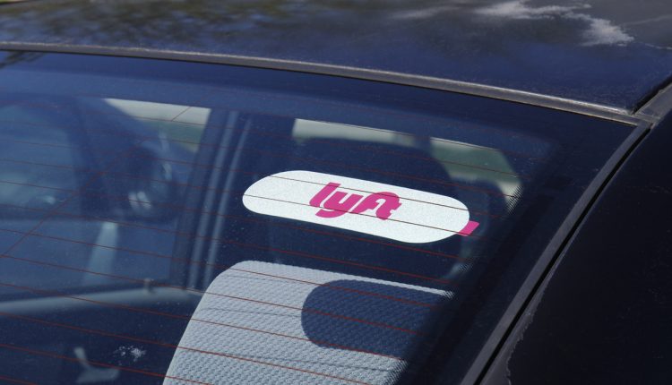 Lyft logo in car window