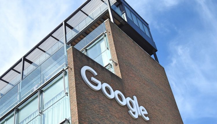 Google building against blue sky