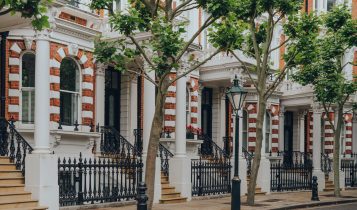 Traditional Victorian houses in Kensington and Chelsea, London, UK.