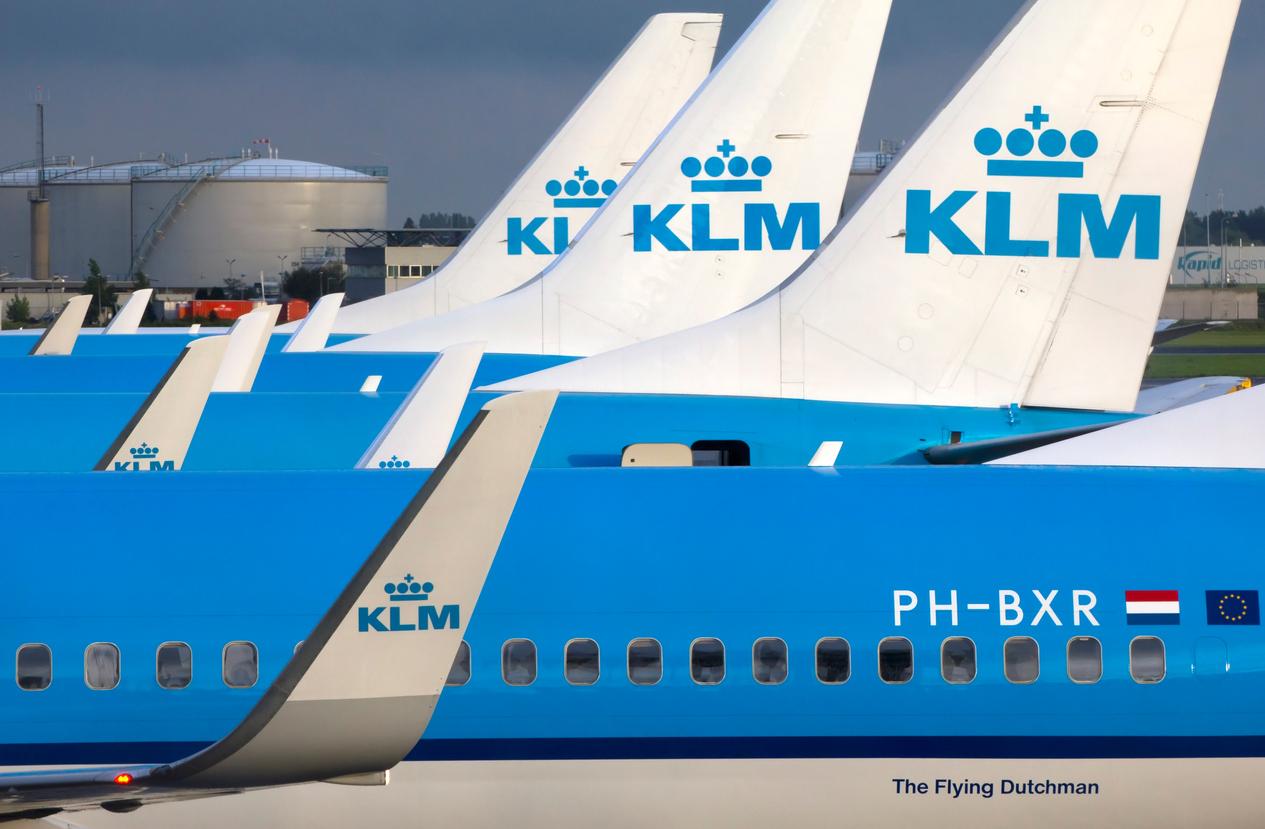 Airplanes of KLM at Schiphol Airport