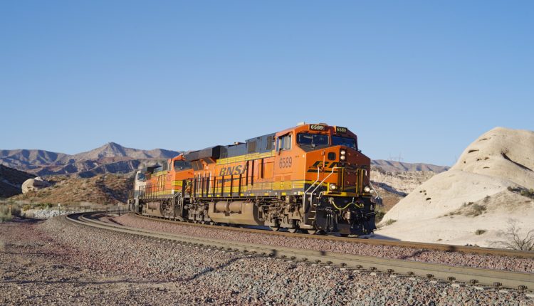 BNSF train in the Mojave Desert in California