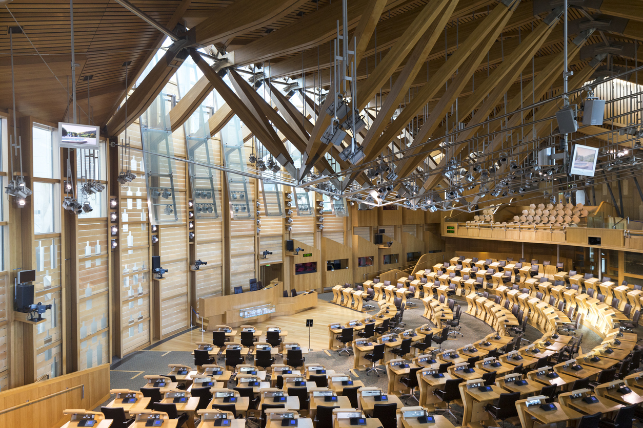 Interior of Scottish parliament building in Holyrood