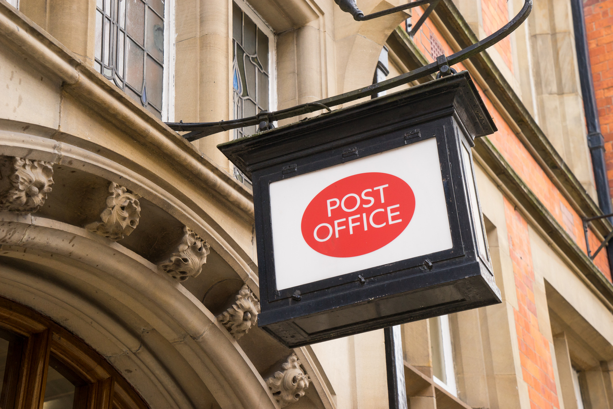 Post office sign in England.