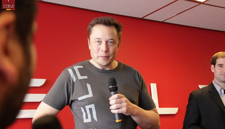 Elon Musk speaking at Tesla Club.