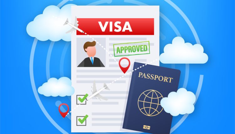Visa application. Travel approval. Immigration visa. Vector stock illustration.