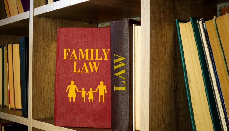 Family law book on a bookcase.