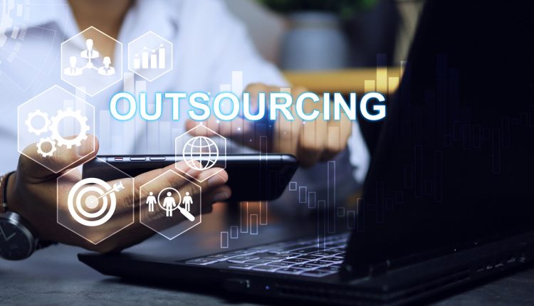 A graphic showing the concept of legal outsourcing.