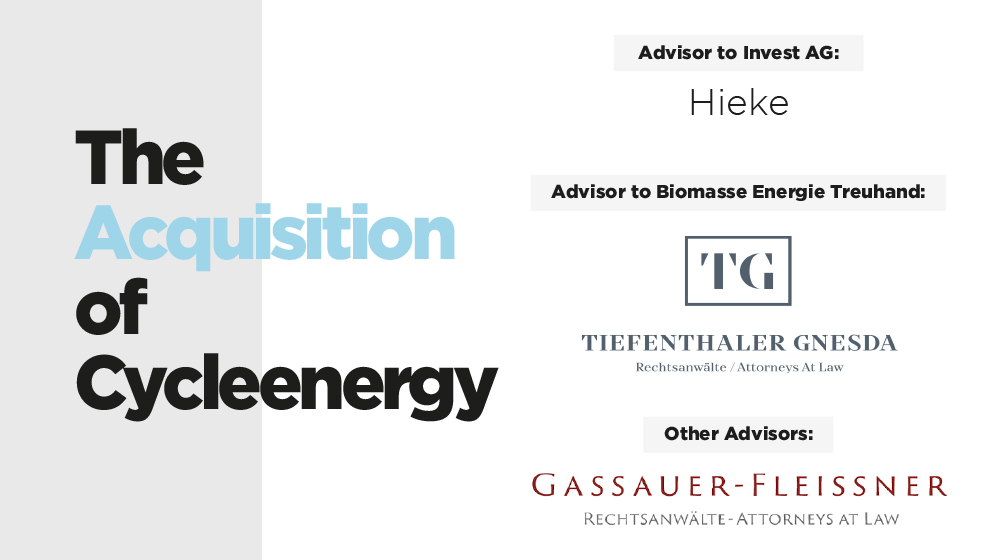 Tiefenthaler Gnesda advised on the deal.