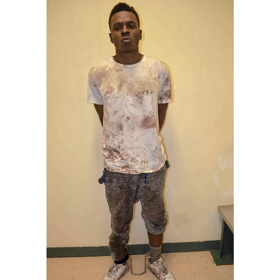 Ronnie O’Neal the night he was arrested, covered in the blood of his family 