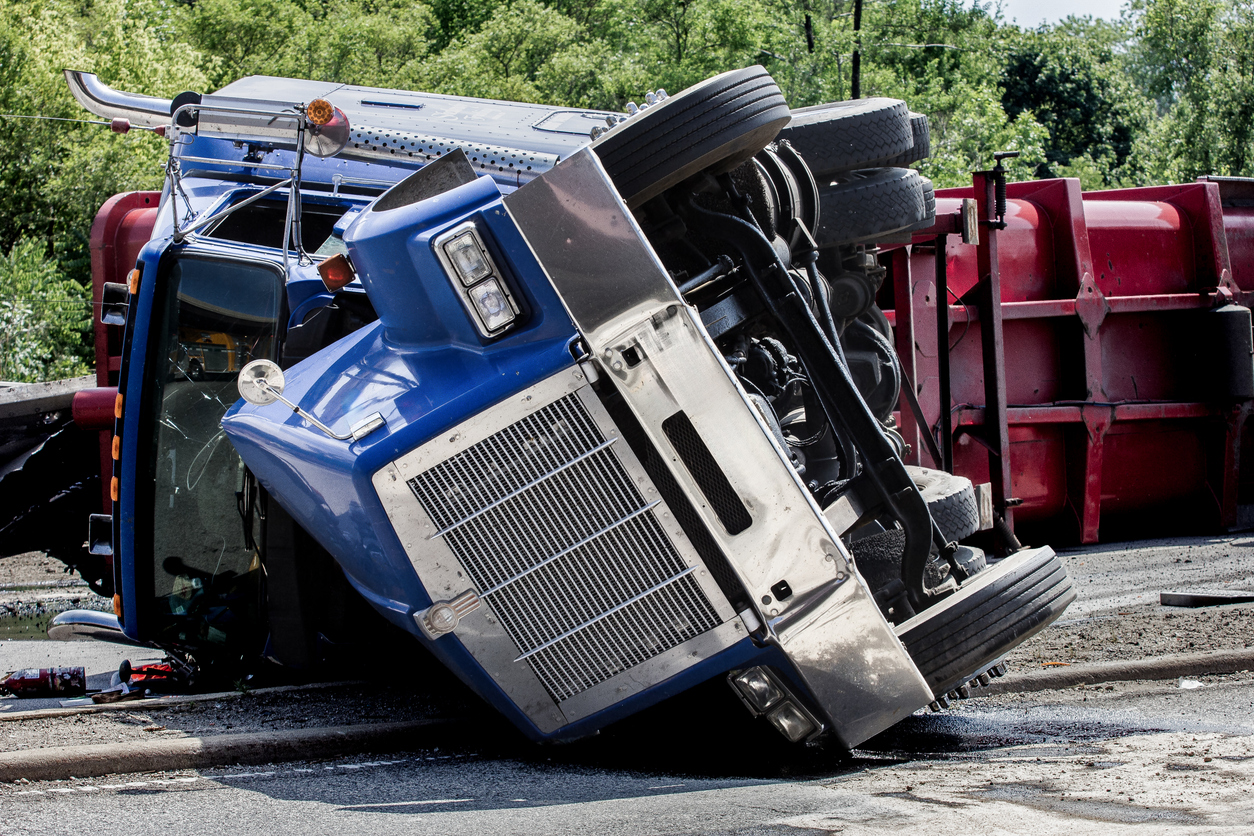 rolled over semi truck