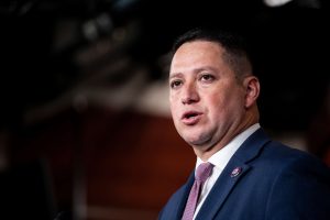 Texas Congressman Tony Gonzales speaks at a press conference amid growing scrutiny over an alleged affair and ethics investigation.