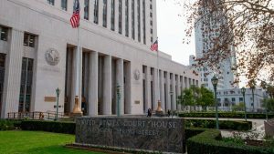 Exterior of the United States Courthouse in Los Angeles, representing the civil court process behind protective orders.