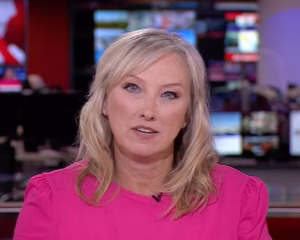 Martine Croxall presenting live on the BBC News Channel after receiving 20 complaints over her “pregnant people” to “women” correction during a summer broadcast.