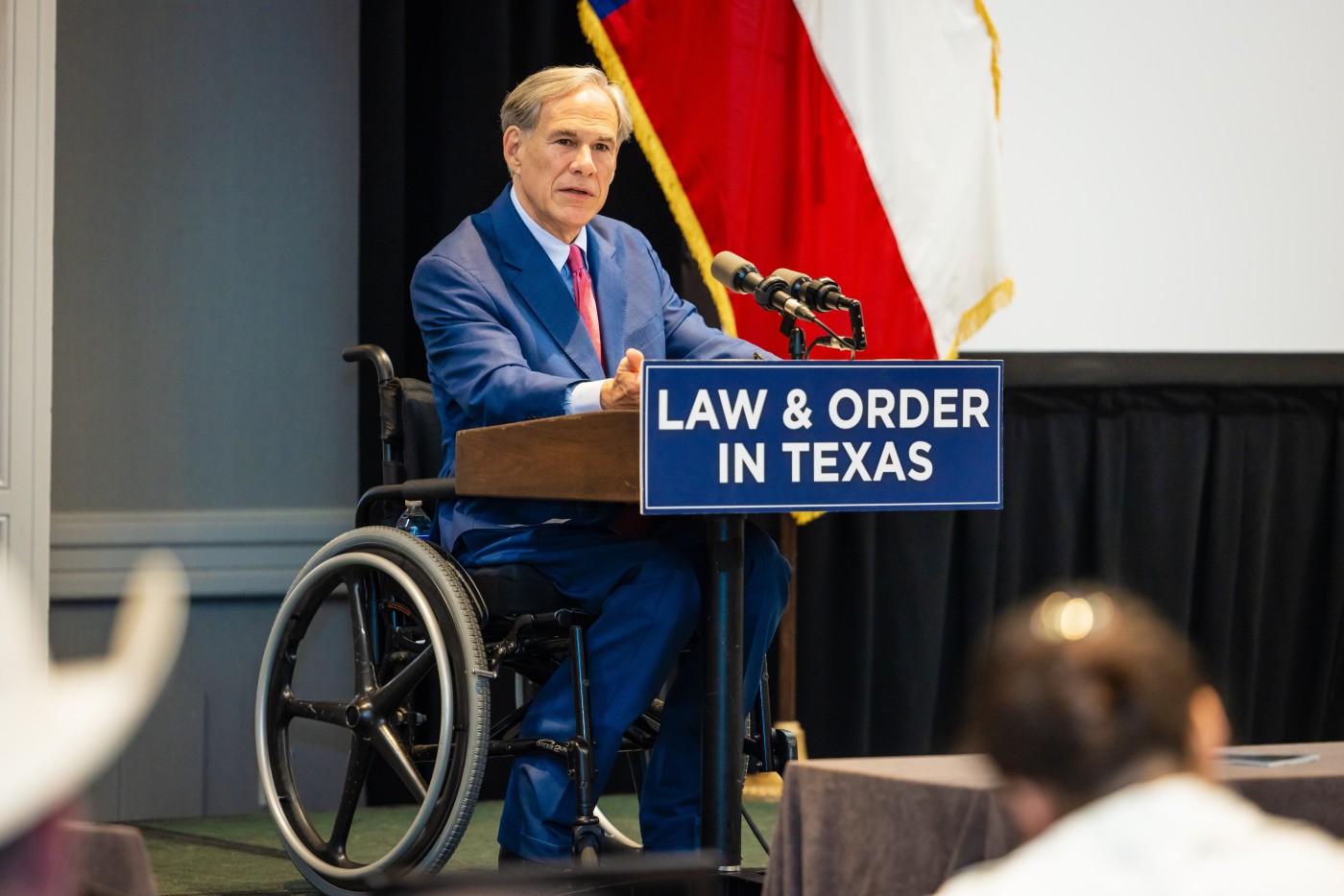 Texas Governor Greg Abbott speaking at a press conference