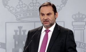 José Luis Ábalos speaking at a government press briefing.