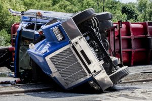 rolled over semi truck