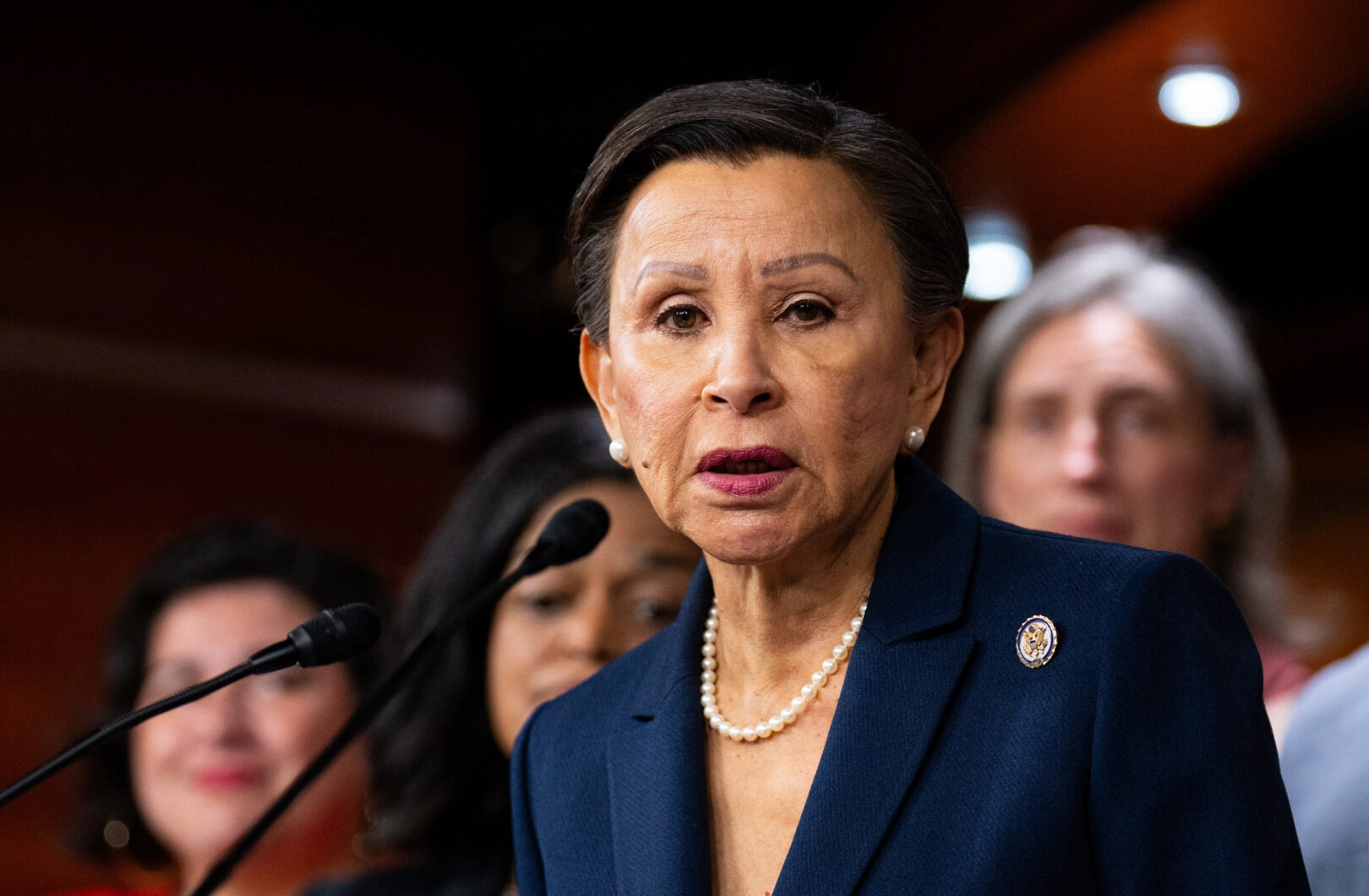 Rep. Nydia Velázquez speaking at a press conference in New York