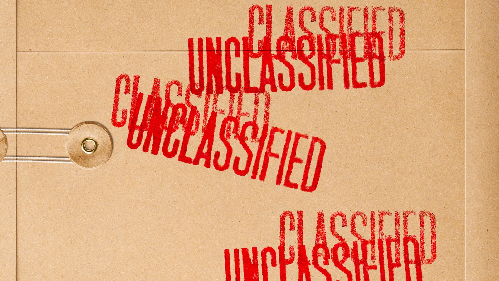 Declassified and classified stamps on a government file folder, symbolising intelligence records and document review processes