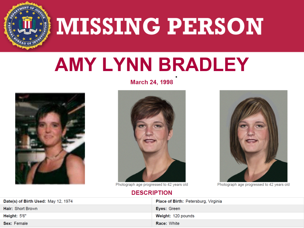 FBI age-progressed rendering of what Amy Bradley might look like years after her disappearance.