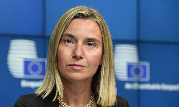 Federica Mogherini at an EU press briefing.
